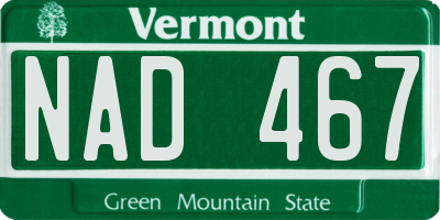VT license plate NAD467