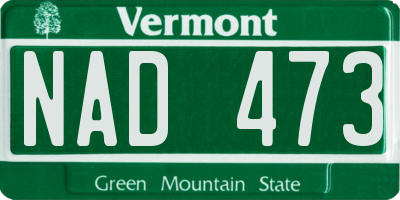 VT license plate NAD473