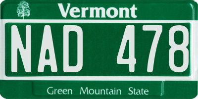 VT license plate NAD478