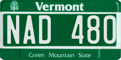 VT license plate NAD480