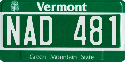 VT license plate NAD481