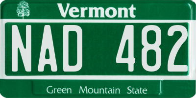 VT license plate NAD482