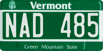 VT license plate NAD485