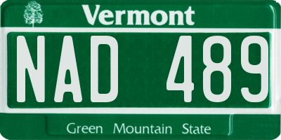 VT license plate NAD489