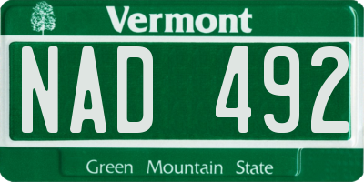 VT license plate NAD492