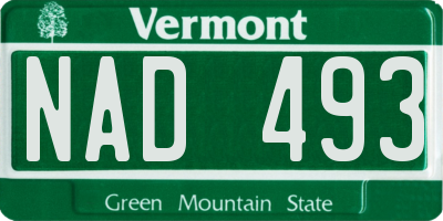VT license plate NAD493