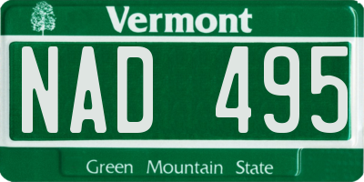 VT license plate NAD495