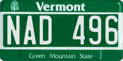 VT license plate NAD496