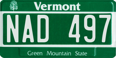 VT license plate NAD497