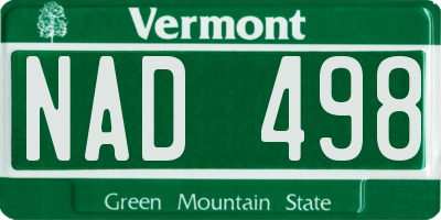 VT license plate NAD498