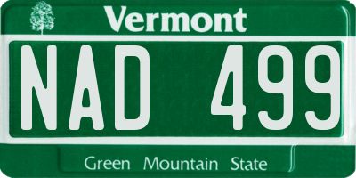 VT license plate NAD499