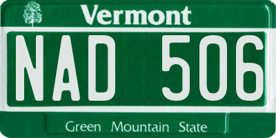VT license plate NAD506