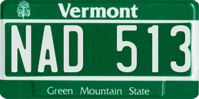 VT license plate NAD513