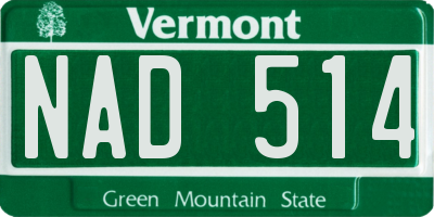 VT license plate NAD514