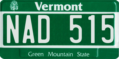 VT license plate NAD515