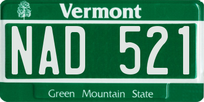VT license plate NAD521