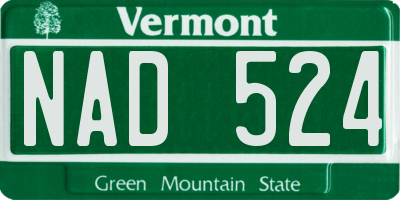 VT license plate NAD524