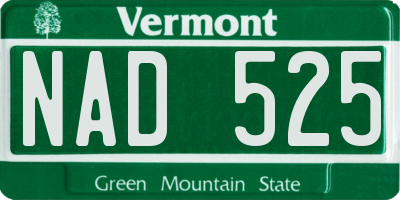 VT license plate NAD525