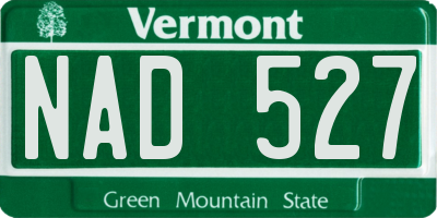 VT license plate NAD527