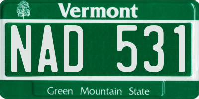 VT license plate NAD531