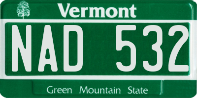 VT license plate NAD532