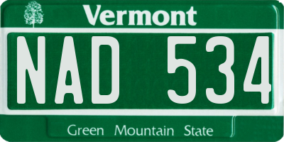 VT license plate NAD534