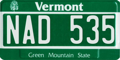 VT license plate NAD535