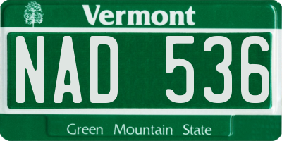 VT license plate NAD536