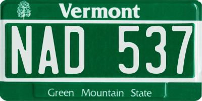 VT license plate NAD537
