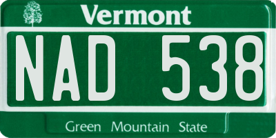 VT license plate NAD538