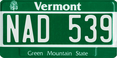 VT license plate NAD539