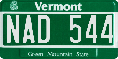 VT license plate NAD544