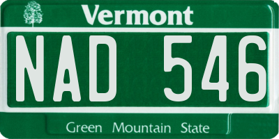 VT license plate NAD546