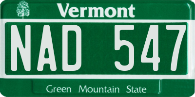 VT license plate NAD547