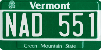 VT license plate NAD551