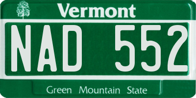 VT license plate NAD552