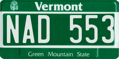 VT license plate NAD553