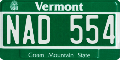 VT license plate NAD554