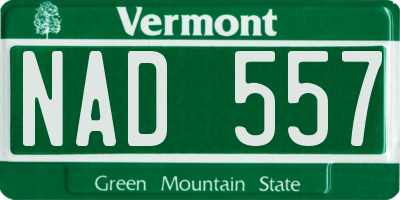 VT license plate NAD557
