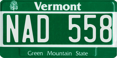 VT license plate NAD558