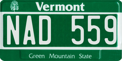 VT license plate NAD559
