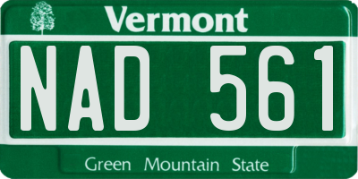 VT license plate NAD561