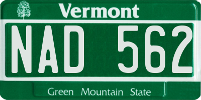 VT license plate NAD562