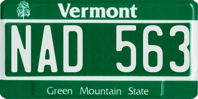 VT license plate NAD563