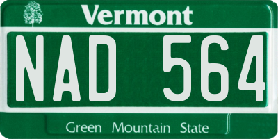 VT license plate NAD564