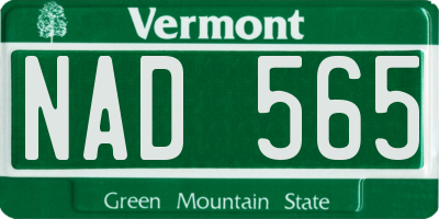 VT license plate NAD565