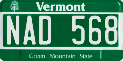 VT license plate NAD568