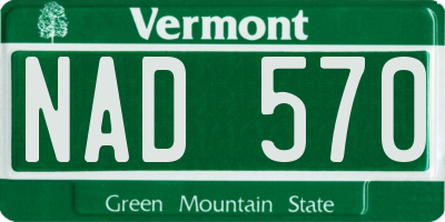 VT license plate NAD570