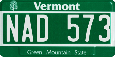 VT license plate NAD573
