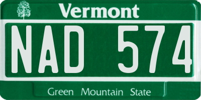 VT license plate NAD574